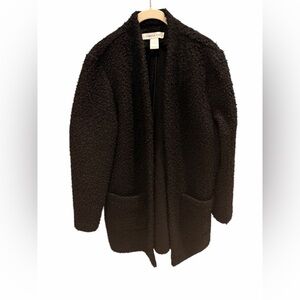 Carole Wren Black Textured Coat Long Heavy Size XL